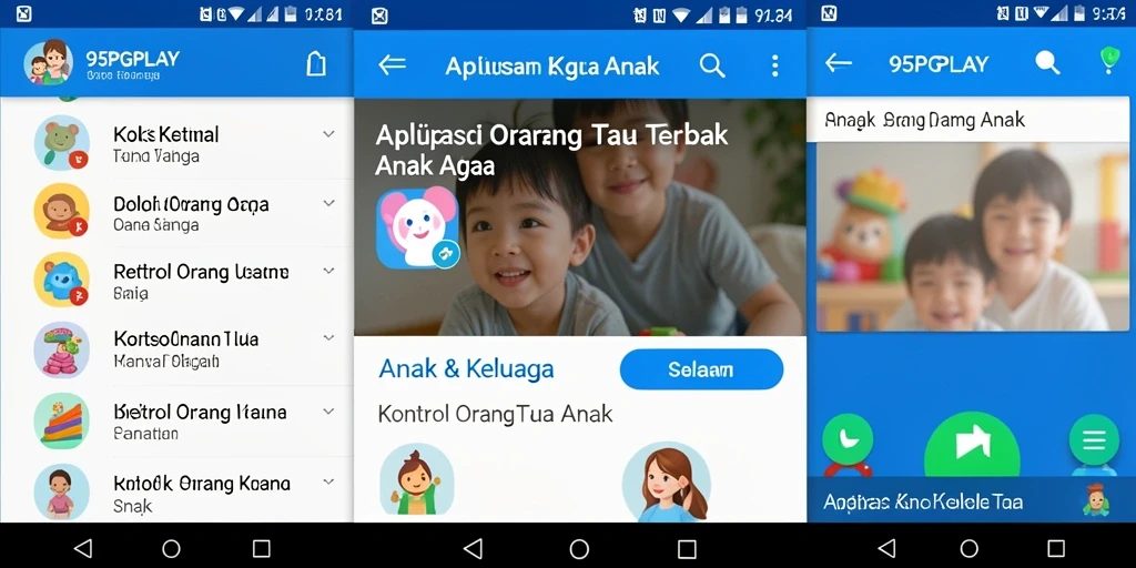 Tampilan utama 95PGPLAY dengan fitur kontrol orang tua.