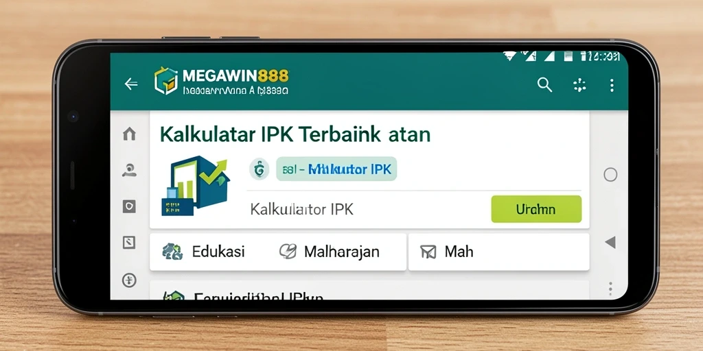Tampilan antarmuka utama MEGAWIN888 dengan fungsi Kalkulator IPK yang mudah digunakan.
