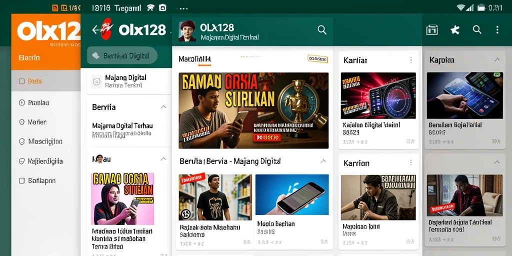 Tampilan antarmuka OLX128 yang menarik dan modern untuk membaca berita.