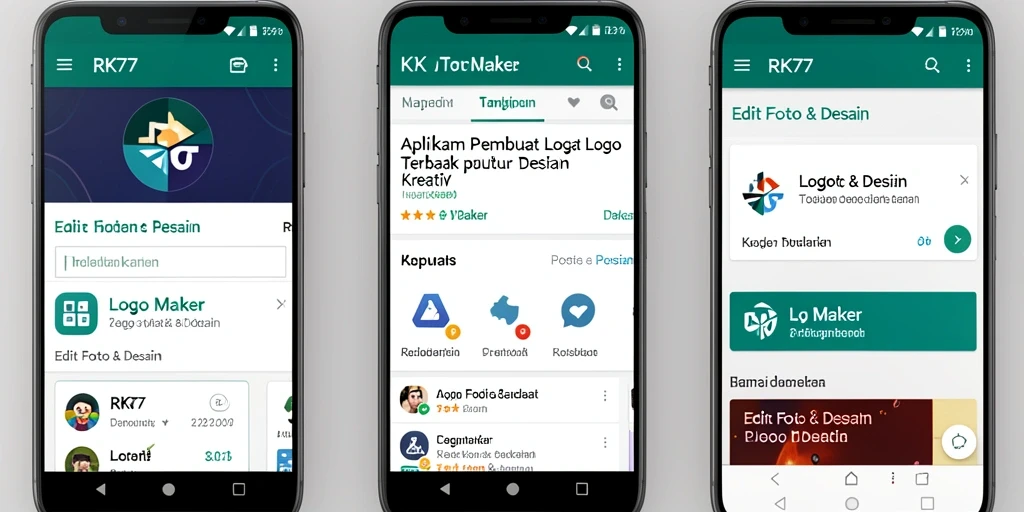 Tampilan antarmuka aplikasi Logo Maker RK77 yang user-friendly.