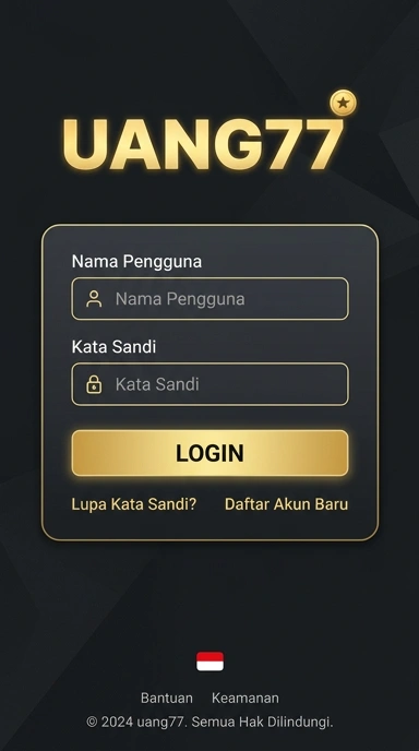 Tampilan halaman login uang77