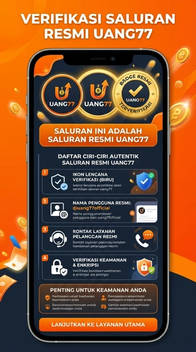 Tampilan kanal resmi uang77